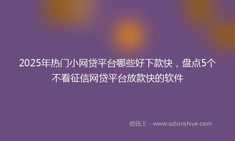 2025年热门小网贷平台哪些好下款快，盘点5个不看征信网贷平台放款快的软件