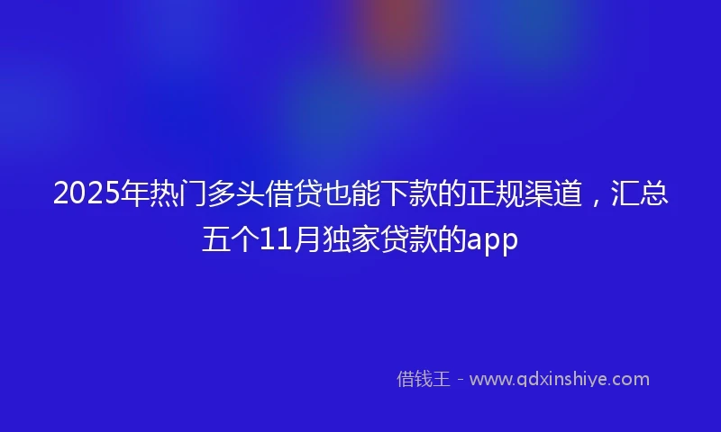 2025年热门多头借贷也能下款的正规渠道，汇总五个11月独家贷款的app