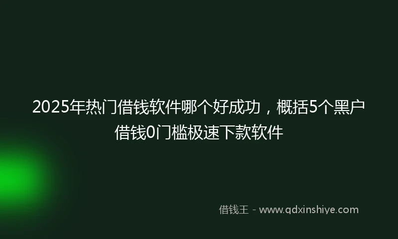 2025年热门借钱软件哪个好成功，概括5个黑户借钱0门槛极速下款软件