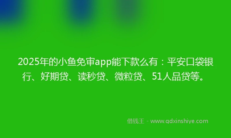 2025年的小鱼免审app能下款么有：平安口袋银行、好期贷、读秒贷、微粒贷、51人品贷等。
