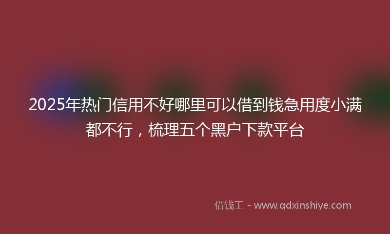 2025年热门信用不好哪里可以借到钱急用度小满都不行，梳理五个黑户下款平台
