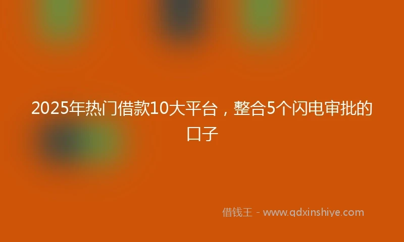2025年热门借款10大平台，整合5个闪电审批的口子
