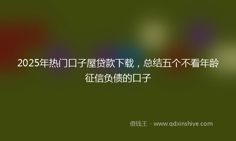 2025年热门口子屋贷款下载，总结五个不看年龄征信负债的口子
