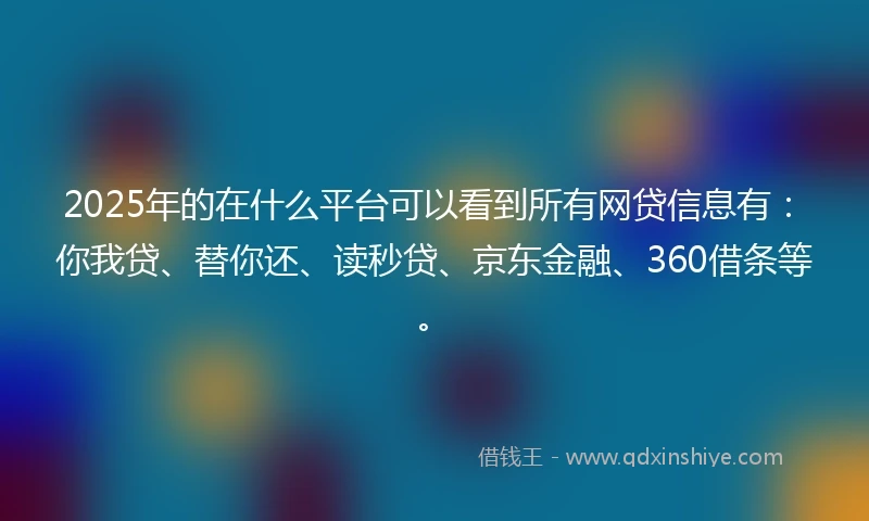2025年的在什么平台可以看到所有网贷信息有：你我贷、替你还、读秒贷、京东金融、360借条等。