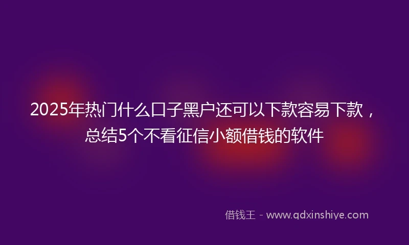 2025年热门什么口子黑户还可以下款容易下款，总结5个不看征信小额借钱的软件