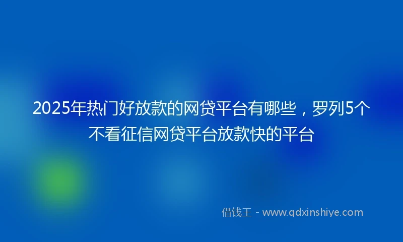 2025年热门好放款的网贷平台有哪些，罗列5个不看征信网贷平台放款快的平台