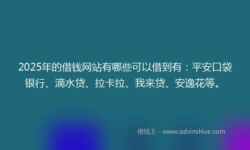2025年的借钱网站有哪些可以借到有：平安口袋银行、滴水贷、拉卡拉、我来贷、安逸花等。
