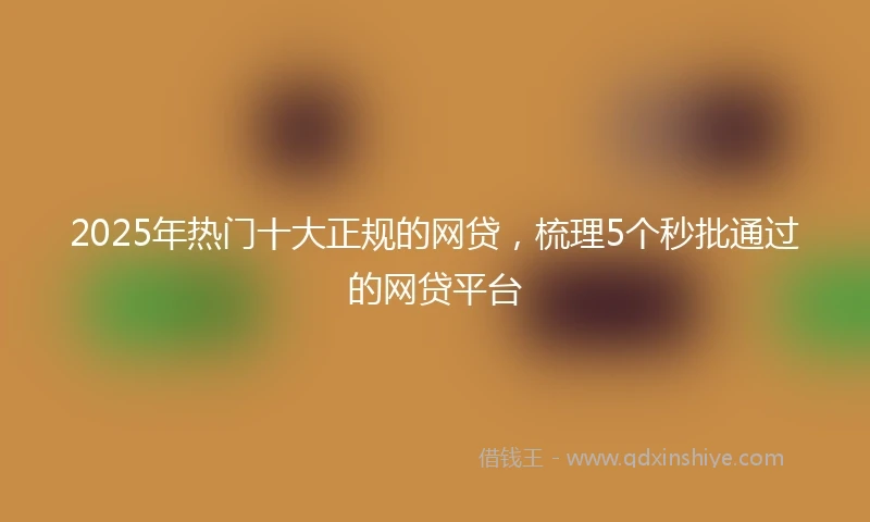 2025年热门十大正规的网贷，梳理5个秒批通过的网贷平台