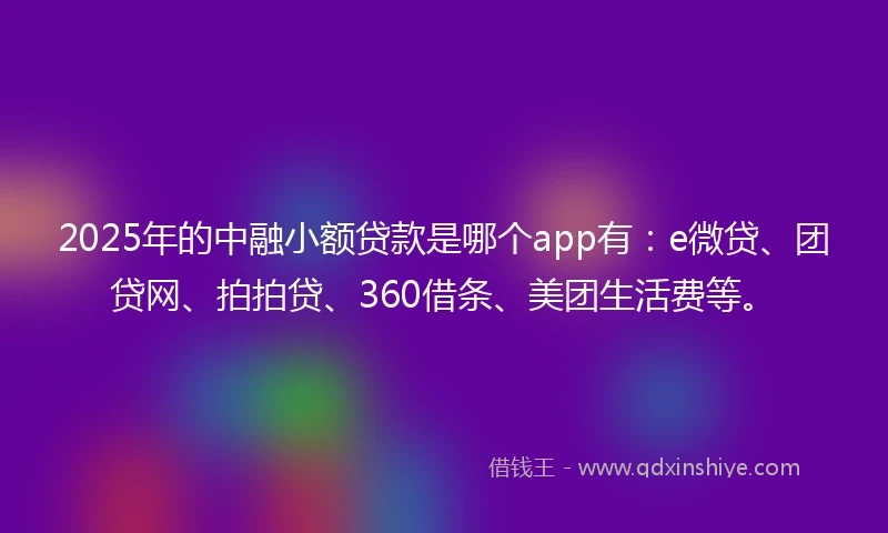 2025年的中融小额贷款是哪个app有：e微贷、团贷网、拍拍贷、360借条、美团生活费等。