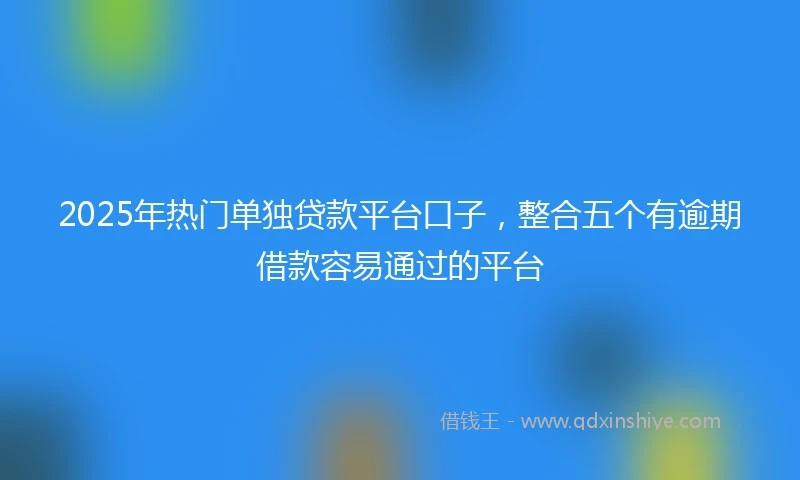 2025年热门单独贷款平台口子，整合五个有逾期借款容易通过的平台