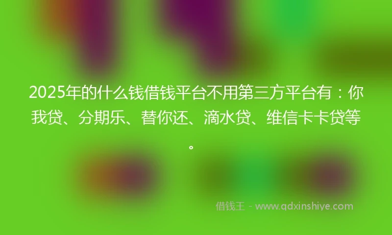 2025年的什么钱借钱平台不用第三方平台有：你我贷、分期乐、替你还、滴水贷、维信卡卡贷等。