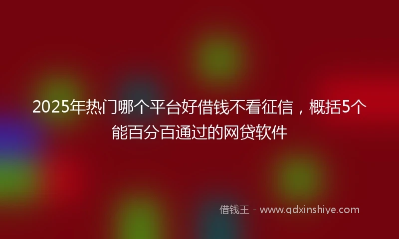 2025年热门哪个平台好借钱不看征信，概括5个能百分百通过的网贷软件