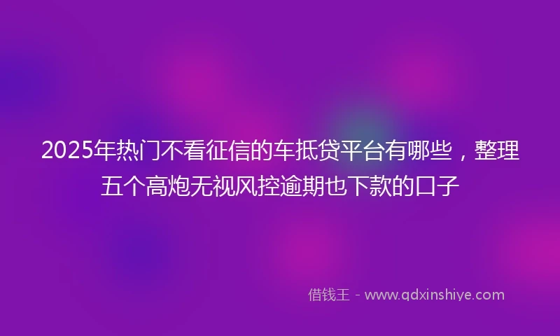 2025年热门不看征信的车抵贷平台有哪些，整理五个高炮无视风控逾期也下款的口子