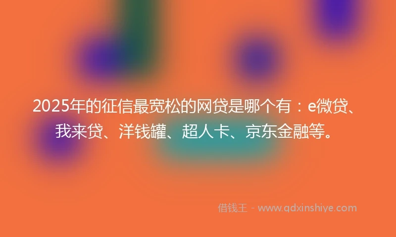 2025年的征信最宽松的网贷是哪个有：e微贷、我来贷、洋钱罐、超人卡、京东金融等。