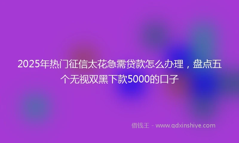 2025年热门征信太花急需贷款怎么办理，盘点五个无视双黑下款5000的口子
