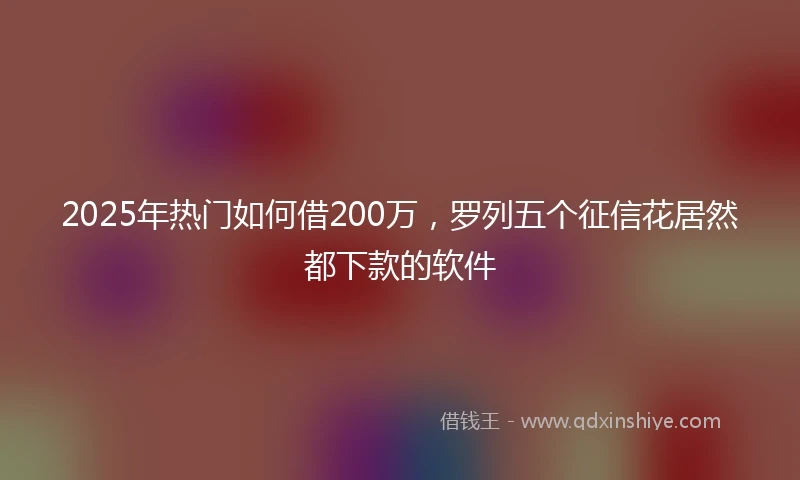 2025年热门如何借200万，罗列五个征信花居然都下款的软件