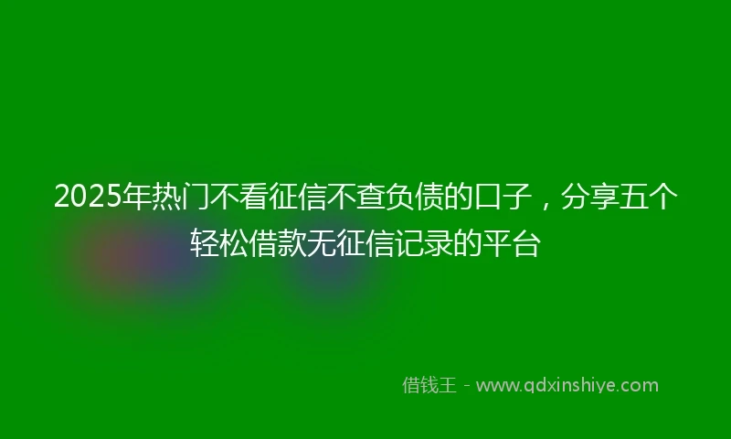 2025年热门不看征信不查负债的口子，分享五个轻松借款无征信记录的平台