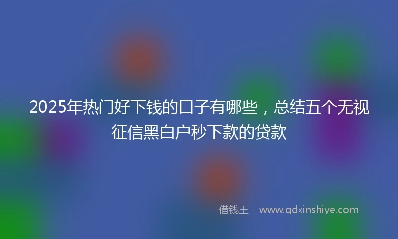 2025年热门好下钱的口子有哪些，总结五个无视征信黑白户秒下款的贷款