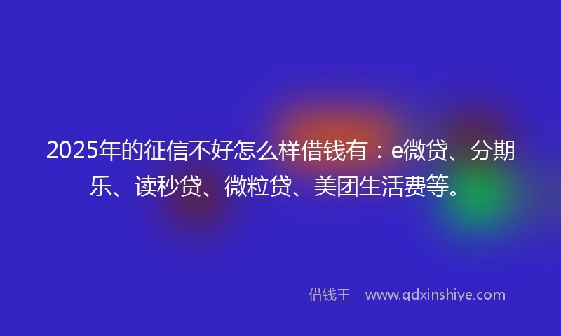 2025年的征信不好怎么样借钱有：e微贷、分期乐、读秒贷、微粒贷、美团生活费等。