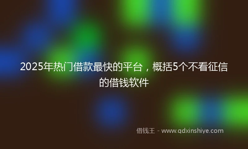 2025年热门借款最快的平台，概括5个不看征信的借钱软件