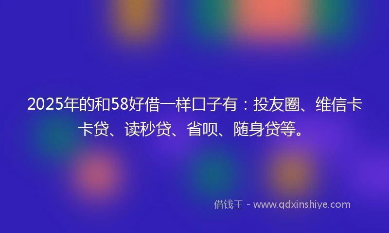 2025年的和58好借一样口子有：投友圈、维信卡卡贷、读秒贷、省呗、随身贷等。