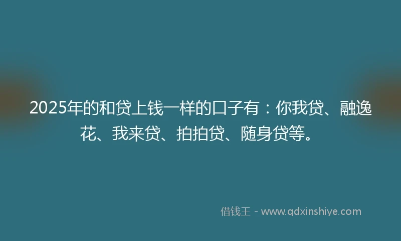 2025年的和贷上钱一样的口子有：你我贷、融逸花、我来贷、拍拍贷、随身贷等。