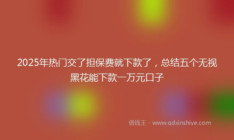 2025年热门交了担保费就下款了，总结五个无视黑花能下款一万元口子
