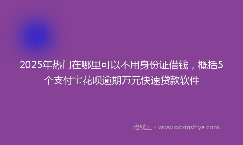 2025年热门在哪里可以不用身份证借钱，概括5个支付宝花呗逾期万元快速贷款软件