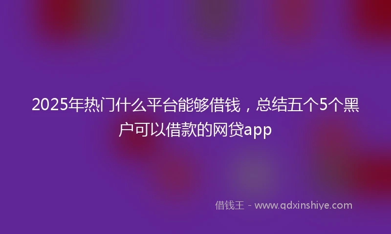 2025年热门什么平台能够借钱，总结五个5个黑户可以借款的网贷app