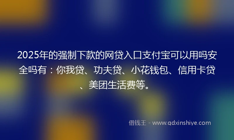 2025年的强制下款的网贷入口支付宝可以用吗安全吗有：你我贷、功夫贷、小花钱包、信用卡贷、美团生活费等。