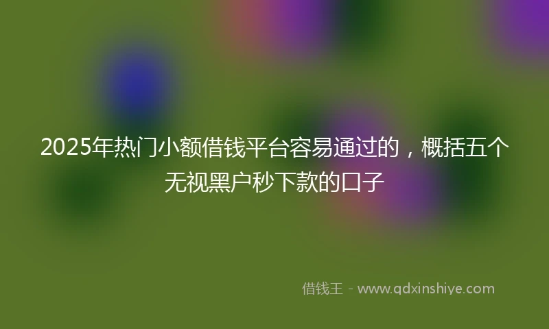 2025年热门小额借钱平台容易通过的，概括五个无视黑户秒下款的口子