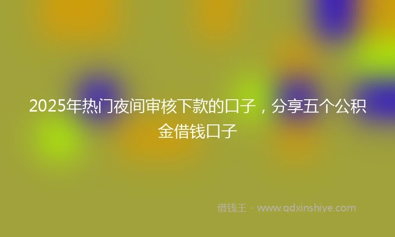2025年热门夜间审核下款的口子，分享五个公积金借钱口子