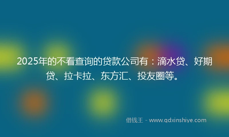 2025年的不看查询的贷款公司有：滴水贷、好期贷、拉卡拉、东方汇、投友圈等。