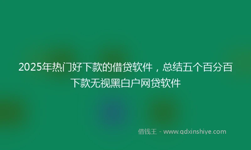 2025年热门好下款的借贷软件，总结五个百分百下款无视黑白户网贷软件