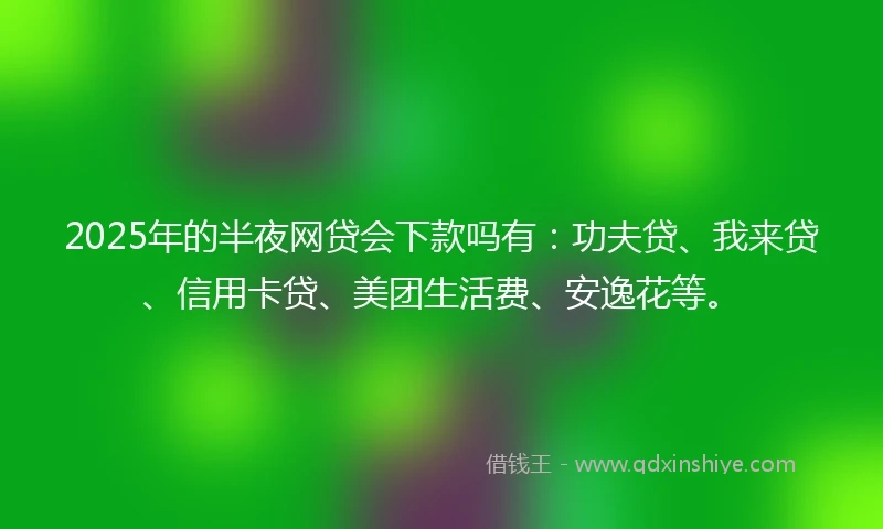 2025年的半夜网贷会下款吗有：功夫贷、我来贷、信用卡贷、美团生活费、安逸花等。