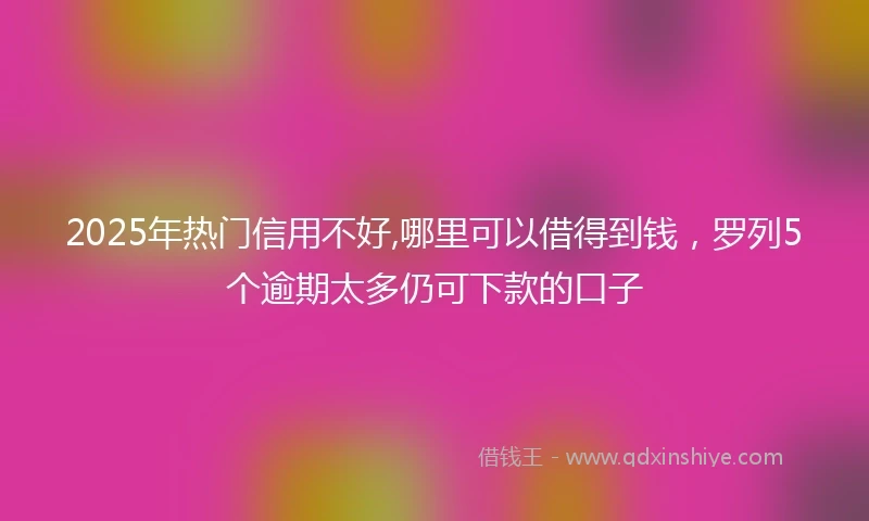 2025年热门信用不好,哪里可以借得到钱，罗列5个逾期太多仍可下款的口子