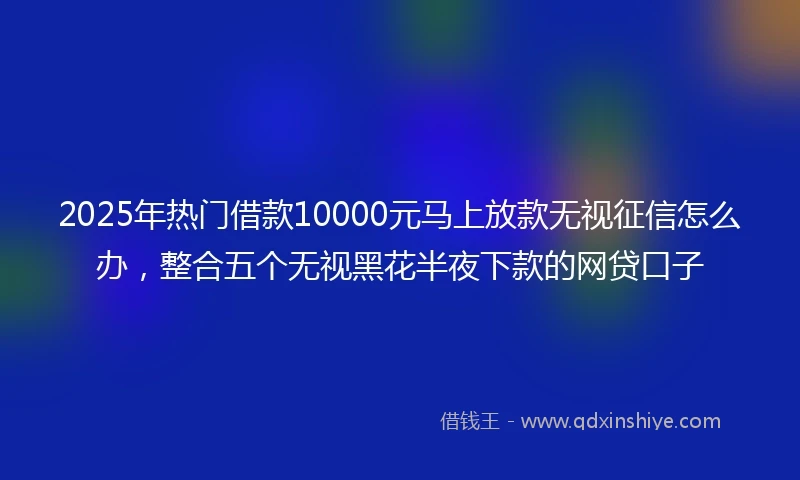 2025年热门借款10000元马上放款无视征信怎么办，整合五个无视黑花半夜下款的网贷口子