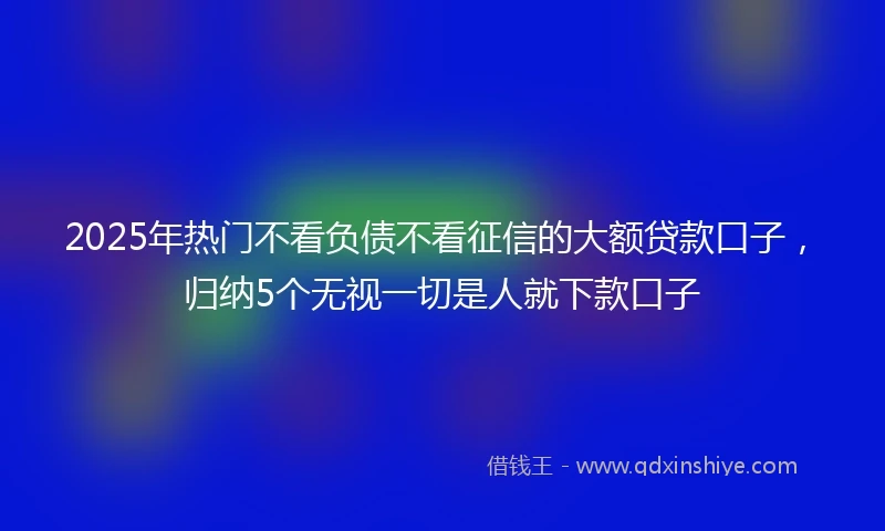 2025年热门不看负债不看征信的大额贷款口子，归纳5个无视一切是人就下款口子