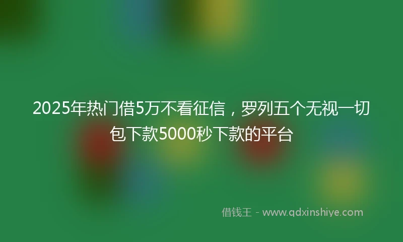 2025年热门借5万不看征信，罗列五个无视一切包下款5000秒下款的平台