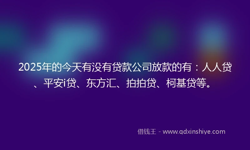 2025年的今天有没有贷款公司放款的有：人人贷、平安i贷、东方汇、拍拍贷、柯基贷等。