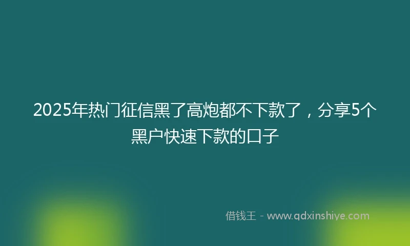 2025年热门征信黑了高炮都不下款了，分享5个黑户快速下款的口子