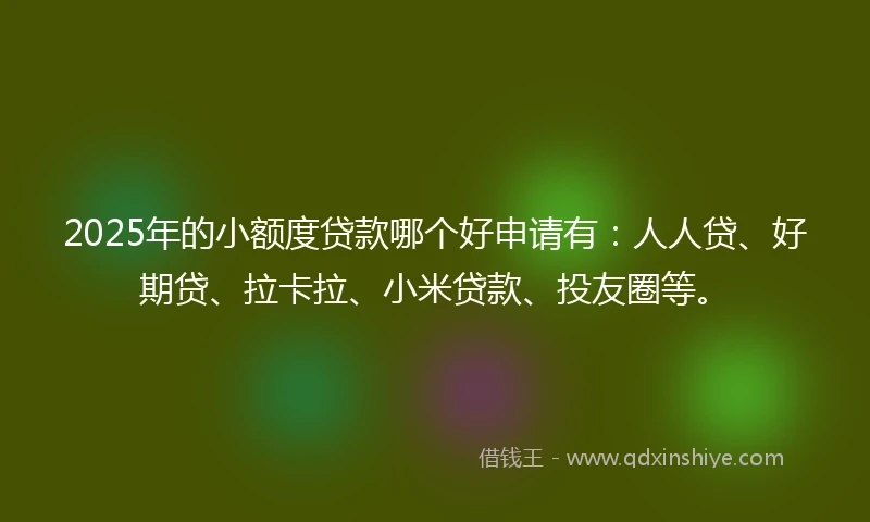 2025年的小额度贷款哪个好申请有：人人贷、好期贷、拉卡拉、小米贷款、投友圈等。