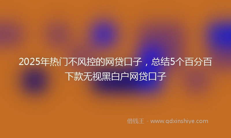 2025年热门不风控的网贷口子，总结5个百分百下款无视黑白户网贷口子