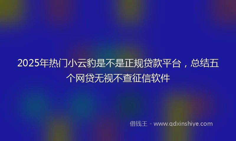 2025年热门小云豹是不是正规贷款平台，总结五个网贷无视不查征信软件