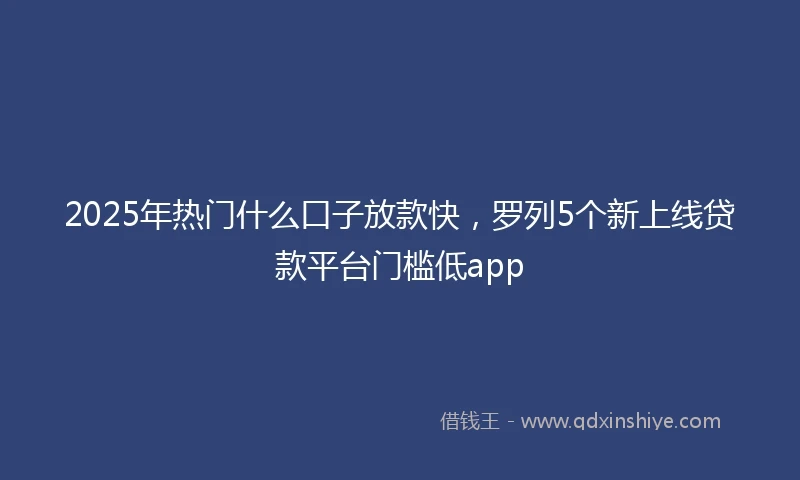 2025年热门什么口子放款快，罗列5个新上线贷款平台门槛低app