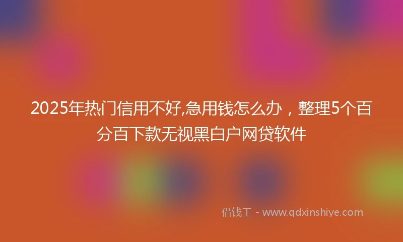 2025年热门信用不好,急用钱怎么办，整理5个百分百下款无视黑白户网贷软件