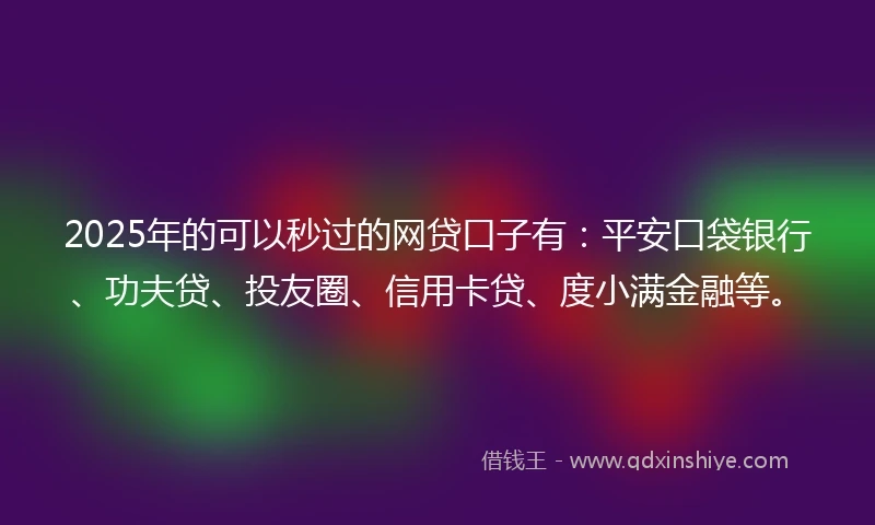 2025年的可以秒过的网贷口子有：平安口袋银行、功夫贷、投友圈、信用卡贷、度小满金融等。