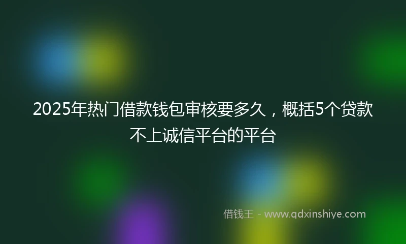 2025年热门借款钱包审核要多久，概括5个贷款不上诚信平台的平台
