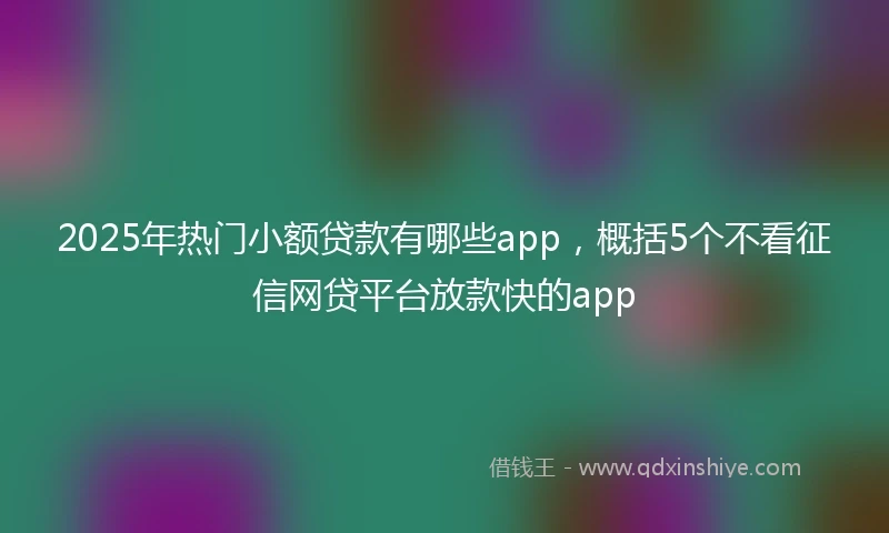 2025年热门小额贷款有哪些app，概括5个不看征信网贷平台放款快的app