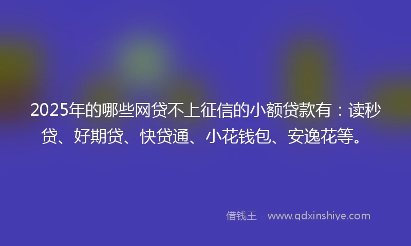 2025年的哪些网贷不上征信的小额贷款有：读秒贷、好期贷、快贷通、小花钱包、安逸花等。